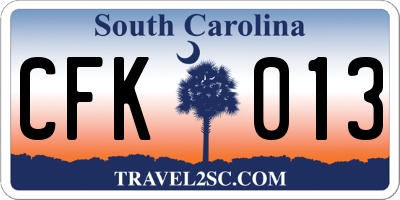 SC license plate CFK013