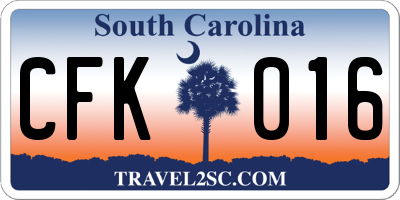 SC license plate CFK016