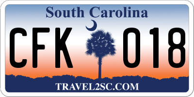 SC license plate CFK018