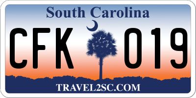 SC license plate CFK019