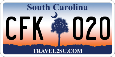 SC license plate CFK020