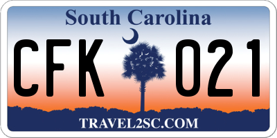 SC license plate CFK021