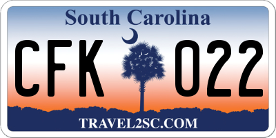 SC license plate CFK022
