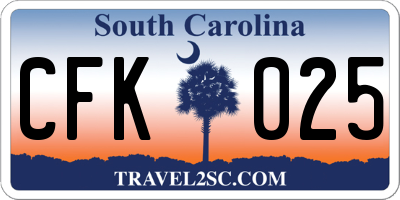 SC license plate CFK025
