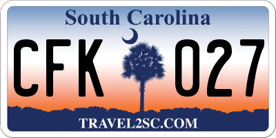 SC license plate CFK027