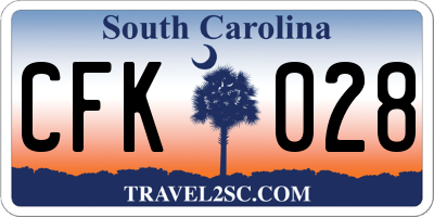 SC license plate CFK028