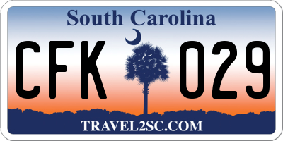 SC license plate CFK029