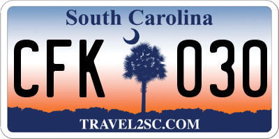 SC license plate CFK030