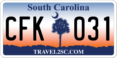 SC license plate CFK031
