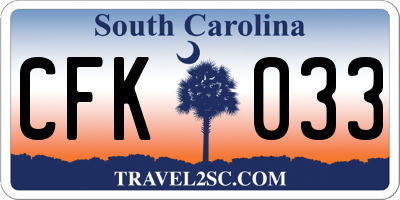 SC license plate CFK033