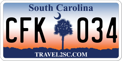 SC license plate CFK034