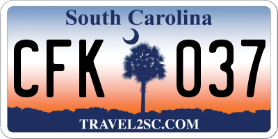 SC license plate CFK037