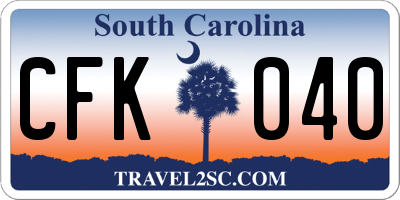 SC license plate CFK040