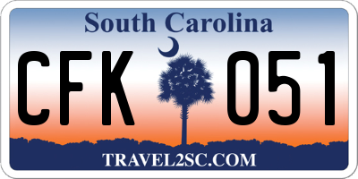 SC license plate CFK051