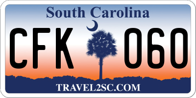 SC license plate CFK060