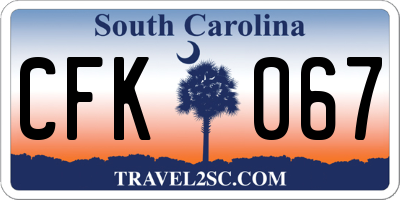 SC license plate CFK067