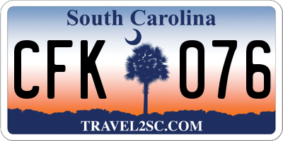 SC license plate CFK076