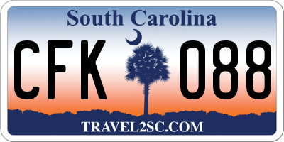 SC license plate CFK088