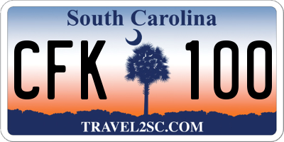 SC license plate CFK100