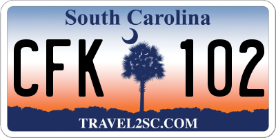 SC license plate CFK102