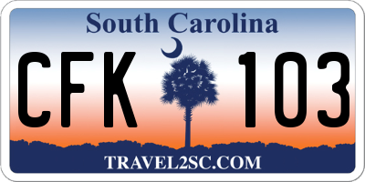 SC license plate CFK103
