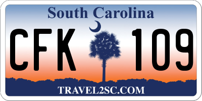 SC license plate CFK109