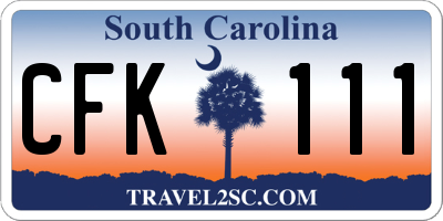 SC license plate CFK111