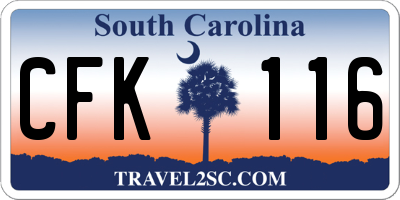 SC license plate CFK116