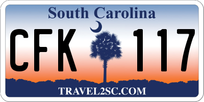 SC license plate CFK117