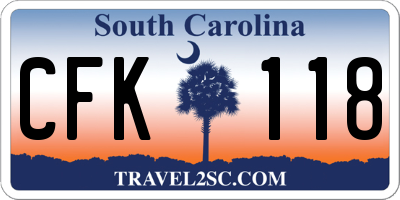 SC license plate CFK118