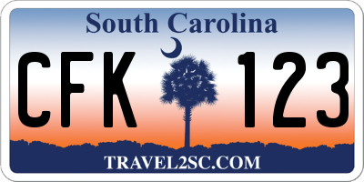 SC license plate CFK123