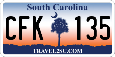 SC license plate CFK135