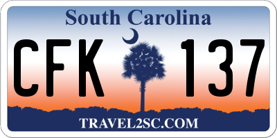 SC license plate CFK137
