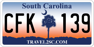 SC license plate CFK139