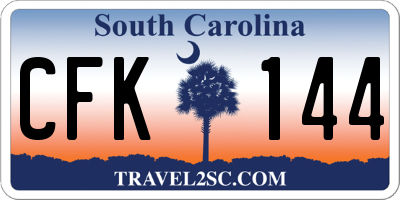 SC license plate CFK144