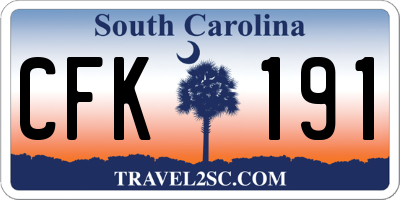 SC license plate CFK191
