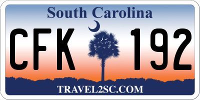 SC license plate CFK192