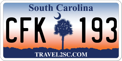 SC license plate CFK193
