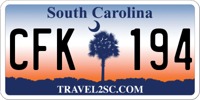 SC license plate CFK194