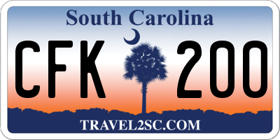 SC license plate CFK200