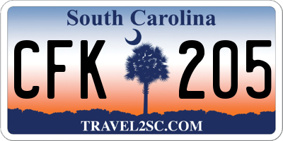 SC license plate CFK205