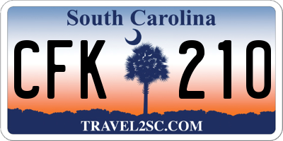 SC license plate CFK210