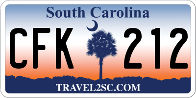 SC license plate CFK212