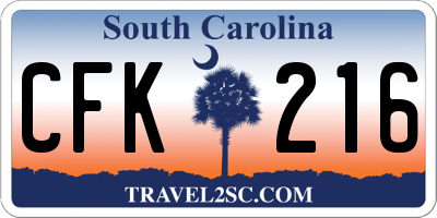 SC license plate CFK216