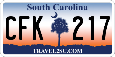 SC license plate CFK217
