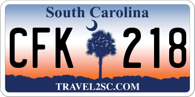 SC license plate CFK218