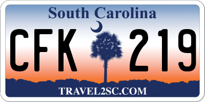 SC license plate CFK219