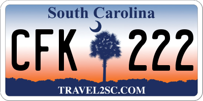 SC license plate CFK222