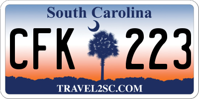SC license plate CFK223