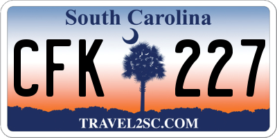 SC license plate CFK227